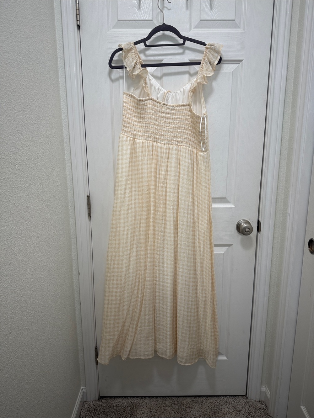 Women's Cream Maxi Dress with Ruffle Straps - Picture 4 of 7